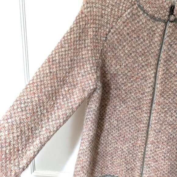 Pendleton Wool Alpaca Mohair Blend Pink Tweed Zip-Up Cardigan Sweater Size L - Picture 3 of 5